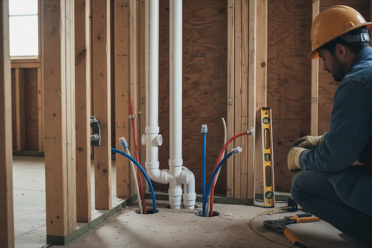 Drain and supply rough-in during Garbage Disposal Repair in Mountain View